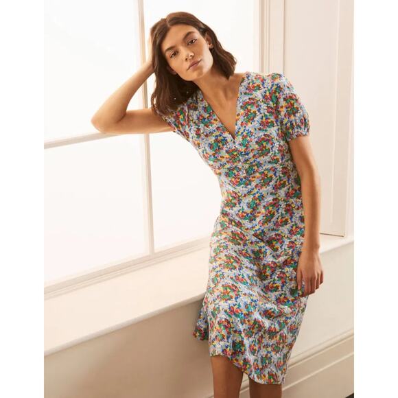 Boden Dresses & Skirts - Boden Hazy Blue Ditsy Field Floral Tessa Midi Dress Size 10R